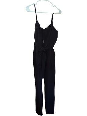 Material Girl Black Spaghetti-Strap Belted Jumpsuit